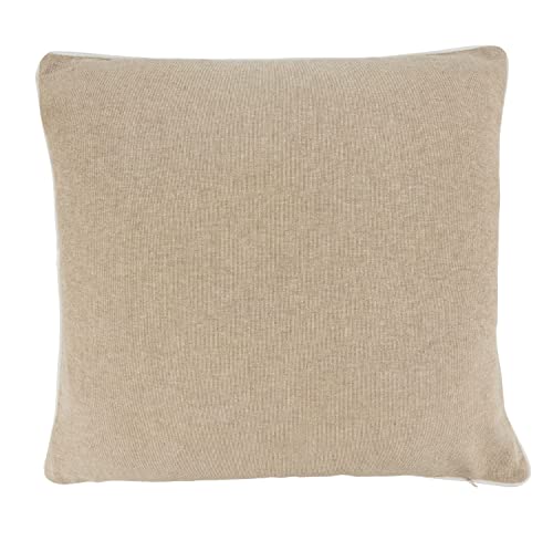 Fennco Styles Hand Beaded & Embroidered Wreath Reindeer Cotton Decorative Throw Pillow 18"W x 18"L – Natural Holiday Cushion for Home, Couch, Sofa, Bedroom, Office, Christmas Décor and Special Occasion