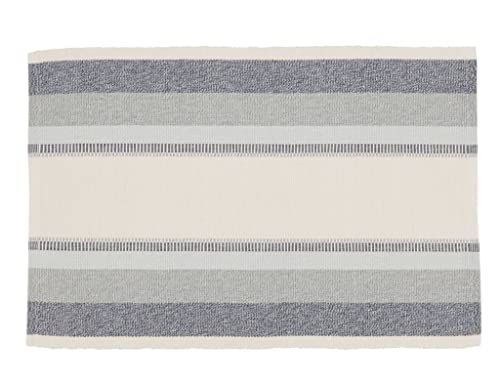 Fennco Styles Ribbed Design Classic Striped Cotton Table Runner 14" W x 72" L - Blue Woven Table Cover for Home, Dining Table, Banquets, Holidays and Special Occasions