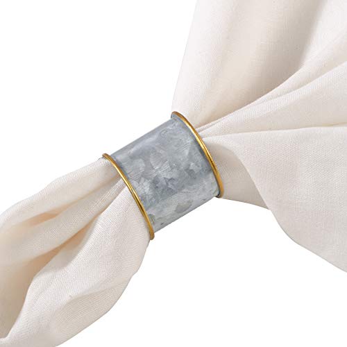 Fennco Styles Sousplat Collection Farmhouse Galvanized Metal Napkin Rings, Set of 4 – Silver Napkin Rings for Banquets, Family Dinners, Special Events and Table Décor