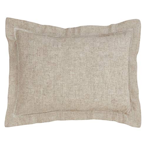 Fennco Styles Classic Hemstitched Linen Blend Solid Color Decorative Throw Pillow - Natural Pillow for Home, Couch, Living Room and Bedroom Décor