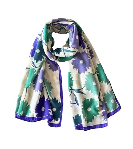 stylesilove Women Two-Tone Daisy Print Lightweight Scarf Lovely Flower Soft Shawl Scarves Neck Wraps for All Season, 5 Colors