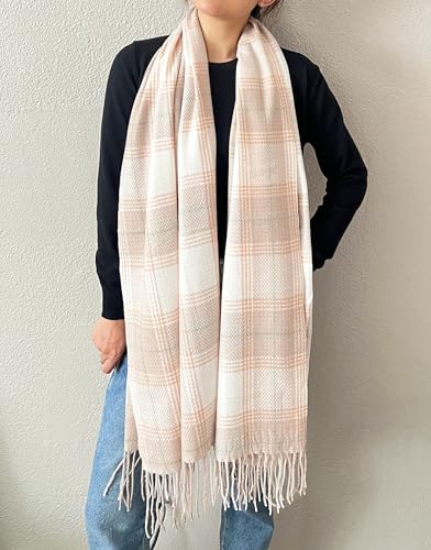 stylesilove Women Classic Plaid Fringe Cashmere Scarf Warm Ultra Soft Scarves Shawl Neck Wraps for All Season, 6 Colors