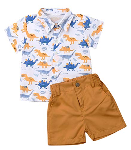 Styles I Love Little Boys Dinosaurs Printed Button-Up Shirt and Shorts 2pcs Casual Outfit Spring Summer Boy Clothes