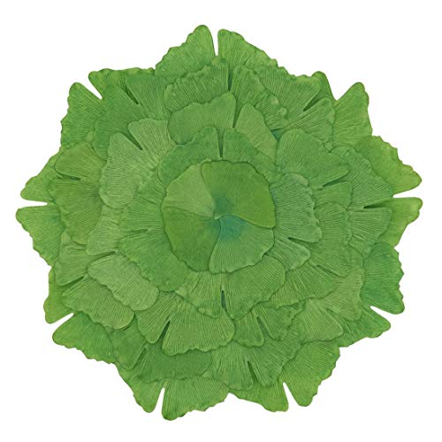 Fennco Styles Unique Ginkgo Leaf Placemats 14 Inches Round, Set of 4 – Green Modern Traycloth Table Mats for Home, Dining Room Décor, Banquets, Indoor & Outdoor and Special Events