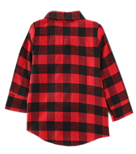 stylesilove Toddler Little Boys Red Buffalo Plaid Long Sleeve Button-Down Cotton Shirt Holiday Christmas Outfit