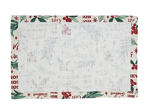 Fennco Styles Holly Christmas Cotton Table Runner 14" W x 72" L – Multicolor Woven Festive Table Cover for Winter Festivals, Holidays Décor, Banquets, Family Gatherings and Special Events