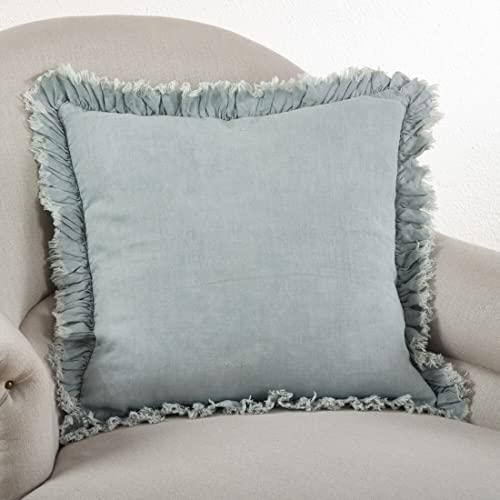 Fennco Styles Elegant Ruffled Design 100% Linen Decorative Throw Pillow 20 x 20 Inch - 3 Colors