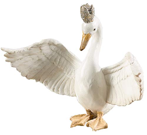 Fennco Styles Swan with Crown Christmas Holiday Decorative Figurine Statue