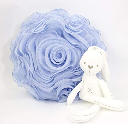 Fennco Styles Beautiful Handmade 3D Rose with Custom Made Fabric Decorative Throw Pillow 16" Round