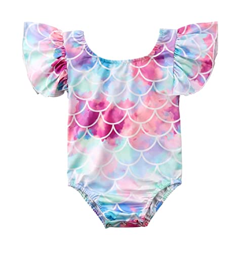 stylesilove Baby Toddler Girls Mermaid Ruffled One-Piece Swimsuit Multicolor Bathing Suit Beach Swimwear