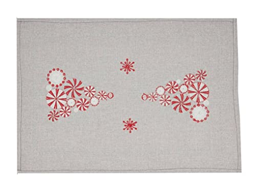 Fennco Styles Embroidered Peppermint Holiday Table Runner 16" W x 72" L - Silver Festive Table Cover for Christmas, Family Gathering, Banquets and Special Events