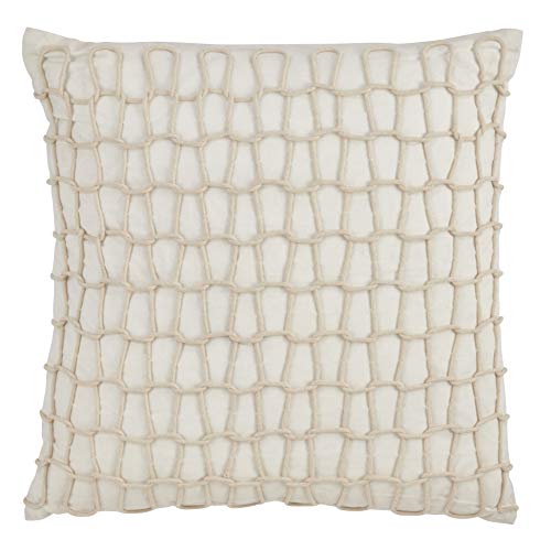 Fennco Styles Corda Di Mare Collection Nautical Rope Appliqué 100% Pure Cotton 20 x 20 Inch Throw Pillow with Case & Insert – Variety Color Accent Pillow for Couch, Bedroom and Living Room Décor
