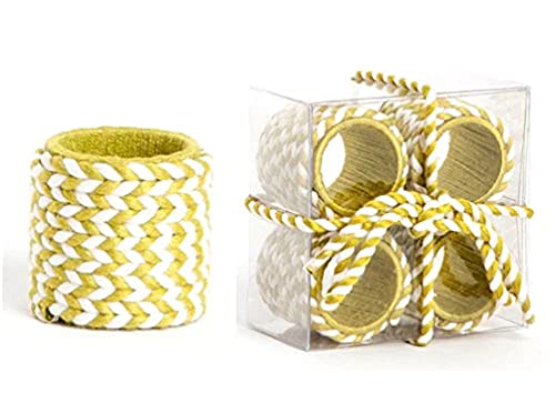 Fennco Styles Two Tone Braid Design Napkin Rings, Set of 4