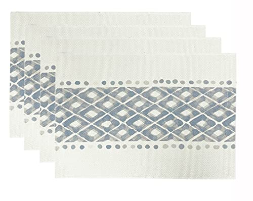 Fennco Styles Diamond Print Braided Cotton Placemats 14" W x 19" L, Set of 4