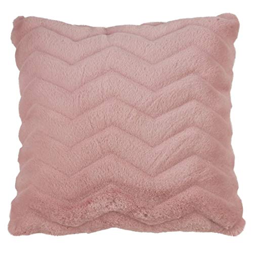 Fennco Styles Cozy Chevron Faux Fur Decorative Throw Pillow Cover & Insert 18 x 18 Inch - Rose Throw Pillow for Home, Couch, Living Room and Bedroom Décor