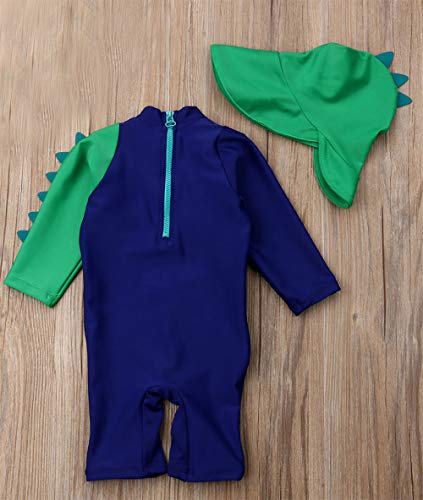 Styles I Love Baby Toddler Boys Crocodile One-Piece Short Sleeve Zipper Rash Guard & Sun Hat 2pcs Swimsuit Beach Bathing Suit