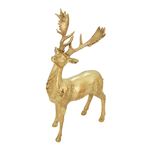 Fennco Styles Christmas Resin Standing Deer Statue Figurine 13" High - Sculpture Animal Deer for Holiday, Home, Tabletop, Mantel and Office Décor