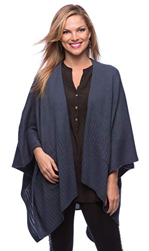 stylesilove Women Chic Knitted Poncho Cape Shawl Wrap with Pockets, 3 Colors
