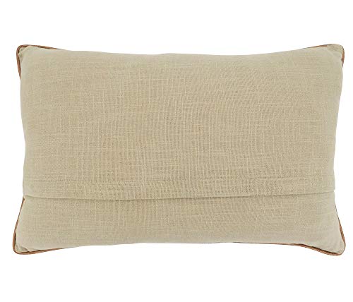 Fennco Styles Embroidered Bird and Branch Cotton Decorative Throw Pillow 14" W x 22" L - Natural Cushion for Home Décor, Couch, Living Room, Bedroom, Holiday and Special Occasion