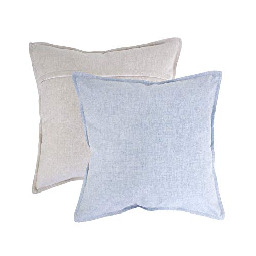 Fennco Styles Contemporary Neutral Solid Textured Reversible Decorative Throw Pillow 18 x 18 Inch - Linen Blend Throw Pillow for Couch, Bedroom and Home Everyday Use