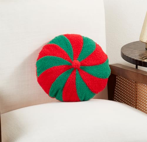 Fennco Styles Festive Candy Cane Design Decorative Filled Throw Pillow