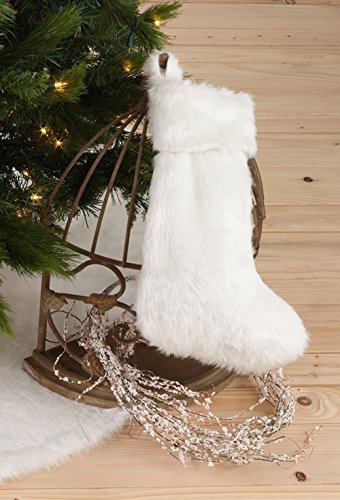 Fennco Styles Exquisite Faux Fur Design White Holiday Christmas Stocking Tree Skirt