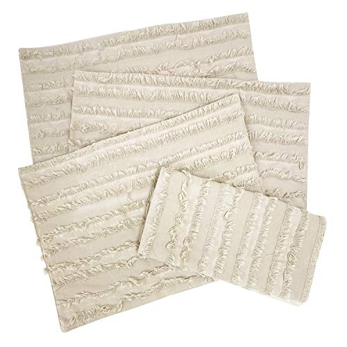 Fennco Styles Modern Fringe Stripe Cotton Table Runner 15" W x 72" L - Table Cover for Home Décor, Dining Table, Banquet, Everyday Use and Special Occasion