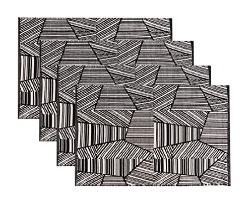 Fennco Styles Reversible Woven Geometric Table Runner 14”W x 71”L - Black Textured Table Cover for Home, Dining Table Décor, Banquets, Holidays