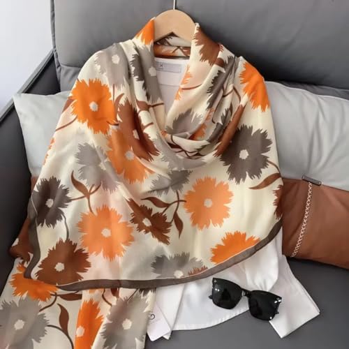 stylesilove Women Two-Tone Daisy Print Lightweight Scarf Lovely Flower Soft Shawl Scarves Neck Wraps for All Season, 5 Colors