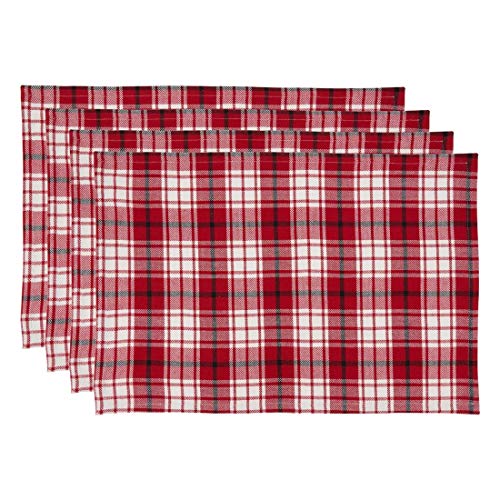 Fennco Style Holiday Plaid Cotton Table Runner 16" W x 72" L - Red Festive Table Cover for Christmas Décor, Everyday Use, Banquet, Family Gathering and Special Occasion