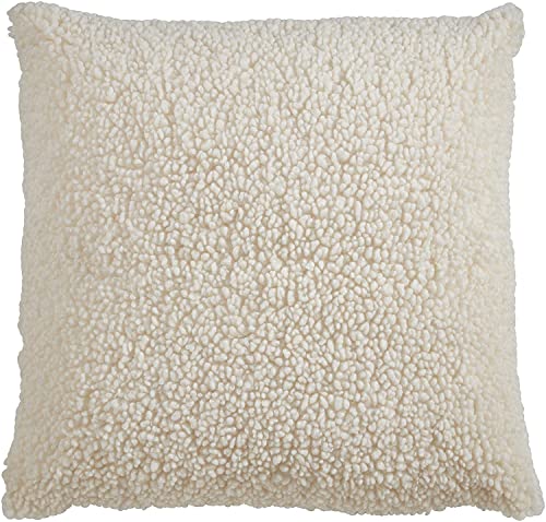 Fennco Styles Cuddly Faux Fur Decorative Throw Pillow Cover 18" W x 18" L – Natural Plush Cushion Case for Couch, Bedroom, Living Room and Office Décor