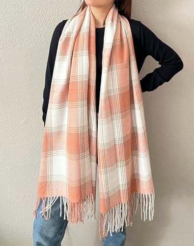 stylesilove Women Classic Plaid Fringe Cashmere Scarf Warm Ultra Soft Scarves Shawl Neck Wraps for All Season, 6 Colors