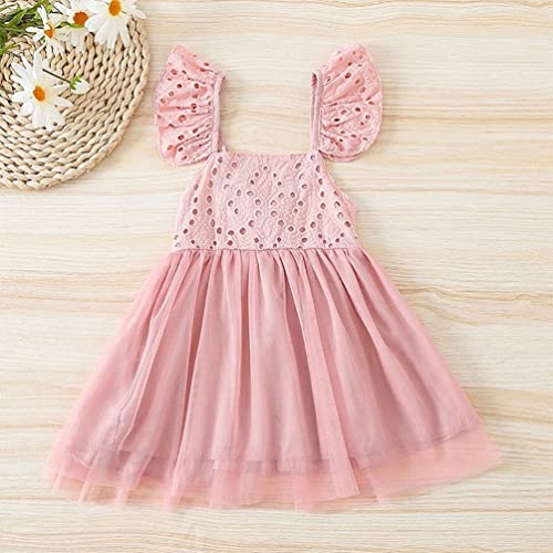 stylesilove Baby Toddler Girls Embroidered Eyelet Tulle Dress Princess Girl Ruffle Crisscross Sun Dress Outfit