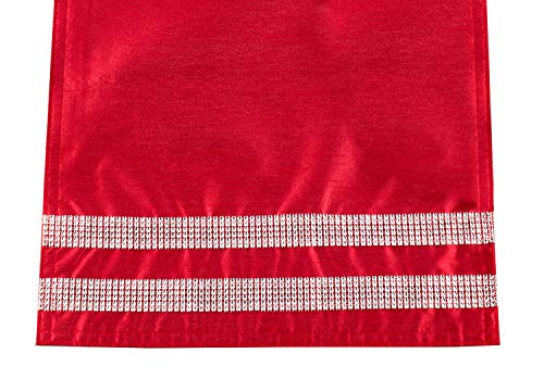 Fennco Styles Brillant Collection Tasseled Studded Border 16 x 72 Inch Table Runner – Red Table Cover for Christmas, Banquets, Special Events, Home Décor