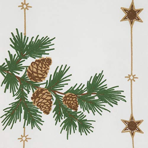 Fennco Styles Embroidered Pinecone Christmas Table Runner 16" W x 70" L - Festive Table Cover for Home Décor, Dining Table, Banquet, Family Gathering, Holiday and Special Occasion