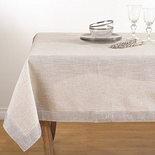 Fennco Styles Elegant Lily Collection Studded Design Tablecloth (60"x60" Tablecloth)