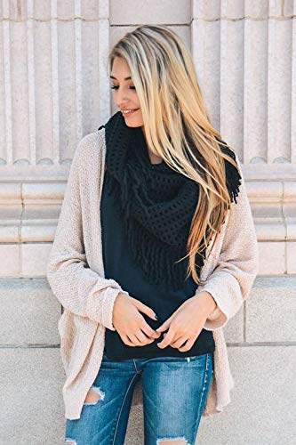 stylesilove Women Cozy Knit Tassel Infinity Loop Scarf - 8 Colors