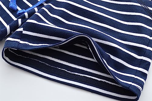 stylesilove Toddler Little Boys Striped Blue Elastic Drawstring Shorts with Pocket Summer Pull-On Everyday Cotton Shorts