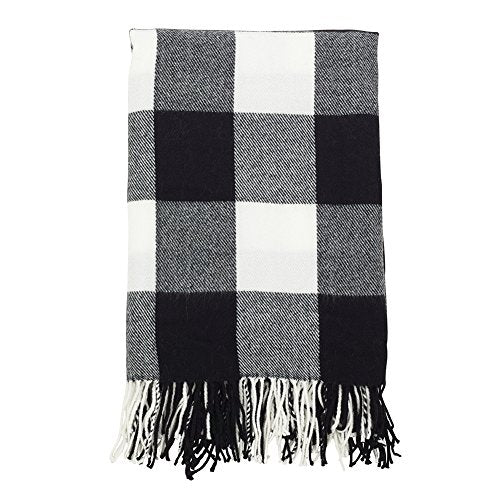 Fennco Styles Classic Buffalo Check Fringe 50 x 60 Inch Throw - Red Throw Blanket for Couch, Living Room, Bedroom, Christmas, Holiday and Home Décor