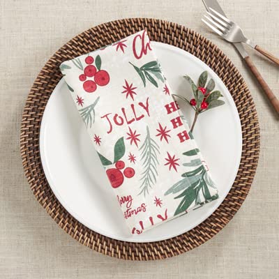 Fennco Styles Holly Christmas Cotton Table Runner 14" W x 72" L – Multicolor Woven Festive Table Cover for Winter Festivals, Holidays Décor, Banquets, Family Gatherings and Special Events