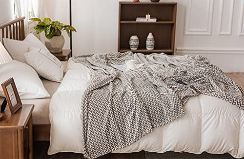 Fennco Styles Braided Design Plush Extra Warm and Soft Throw Blanket 59" W x 79" L - Grey Woven Flannel Fleece Large Blanket for Couch, Bedroom, Living Room Décor
