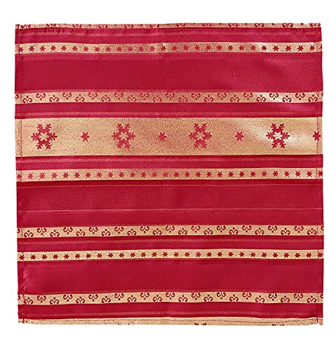 Fennco Styles Holiday Metallic Snowflake Printed Tablecloth 70" W x 70" L - Red Woven Table Cover for Home Décor, Banquet, Family Gathering, Christmas, Special Occasion (20"X20" Napkin, Set of 4)