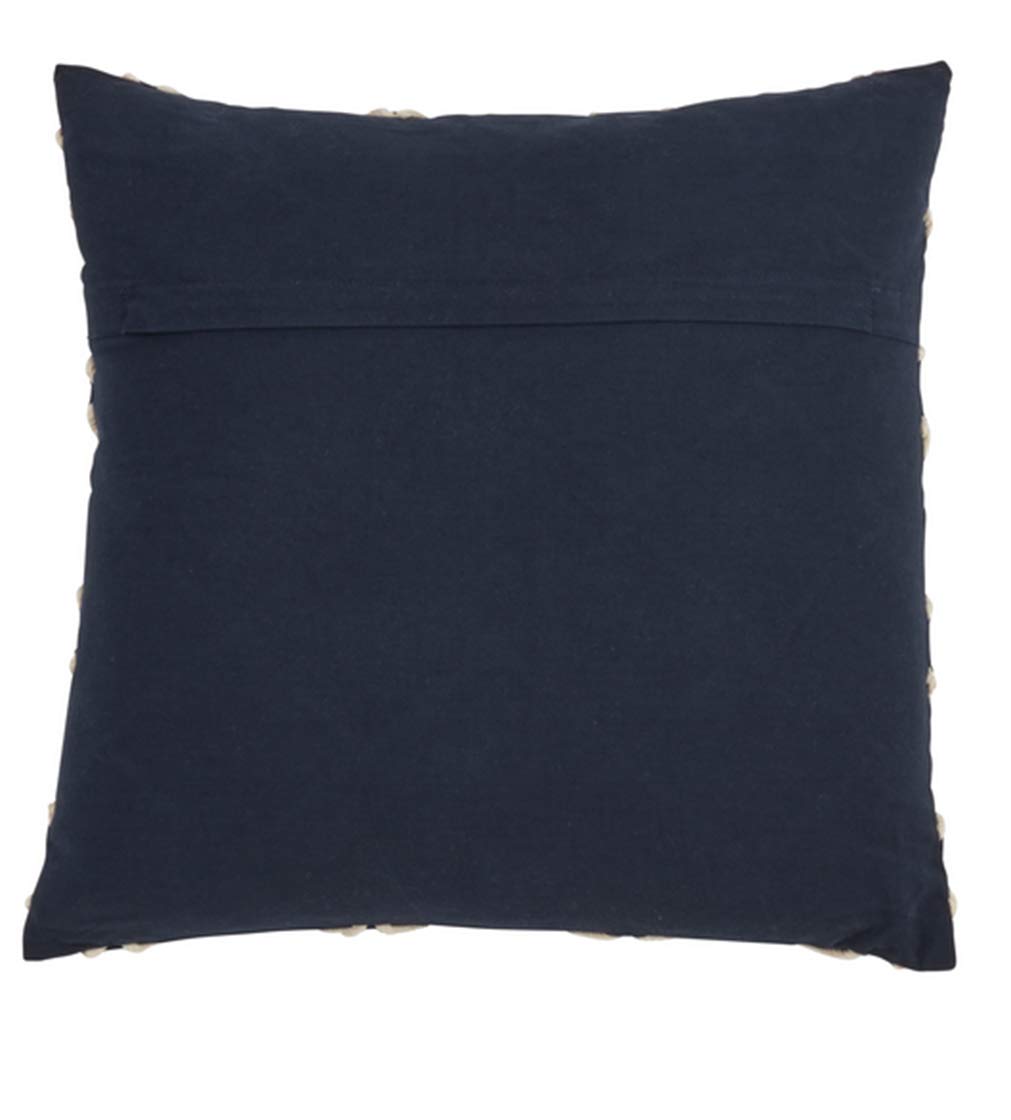 Fennco Styles Corda Di Mare Collection Nautical Rope 100% Pure Cotton 20 x 20 Inch Throw Pillow with Case & Insert - Navy Blue Accent Pillow for Couch, Bedroom and Living Room Décor