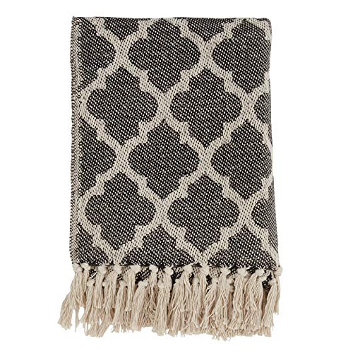 Fennco Styles Chic Moroccan Tile Tasseled 100% Cotton Throw Blanket - 2 Colors