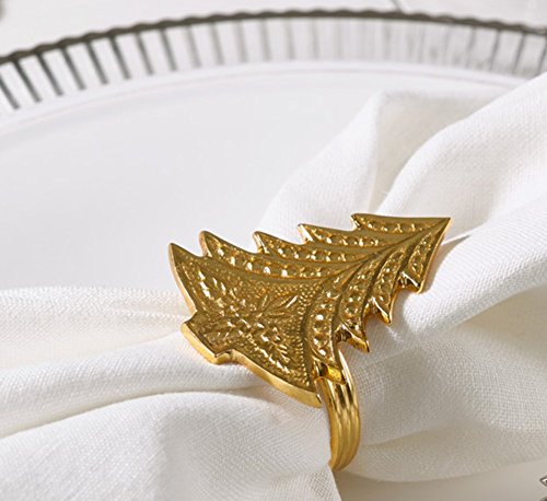 Fennco Styles Christmas Tree Design Napkin Rings, Set of 4