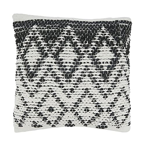 Fennco Styles Diamond Woven Cotton Jute Decorative Throw Pillow 18" W x 18" L - Square Cushion for Home, Couch, Bedroom, Living Room and Office Décor