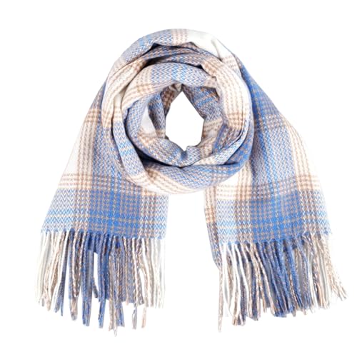 stylesilove Women Classic Plaid Fringe Cashmere Scarf Warm Ultra Soft Scarves Shawl Neck Wraps for All Season, 6 Colors