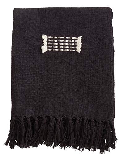 Fennco Styles Bohemian Cord Appliqué Frayed Tasseled 100% Cotton Seat Décor – Variety Color Throw Pillow and Blanket for Couch, Bedroom and Living Room Décor