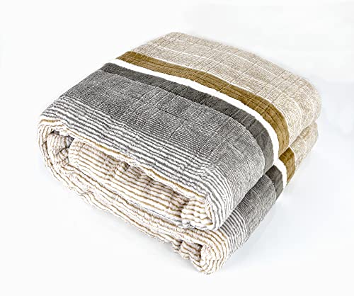 Fennco Styles Wheat Pattern Plush Extra Warm and Soft Throw Blanket 59" W x 79" L - Grey Flannel Fleece Large Blanket for Couch, Bedroom, Living Room Décor