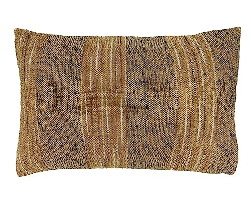 Fennco Styles Stripe Design Cotton Decorative Throw Pillow - Brown Woven Square Cushion for Home, Couch, Living Room, Bedroom, Office and Holiday Décor
